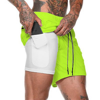 Spodenki do biegania męskie spodenki sportowe 2 w 1 siłownie Fitness kulturystyka trening szybkie suche spodenki plażowe męskie letnie szorty do biegania męskie